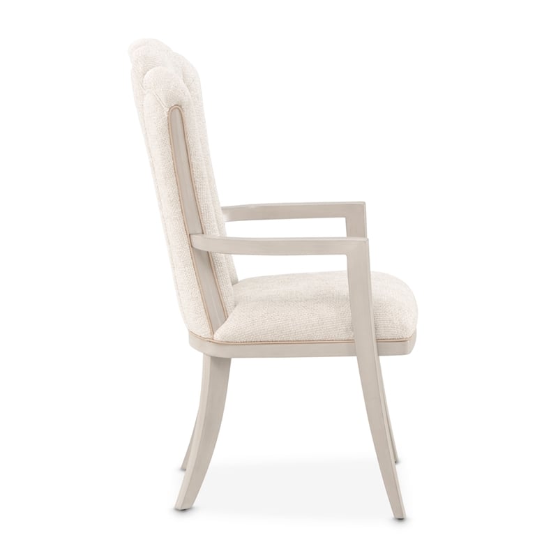 Fantosini Chenille Dining Arm Chair - Set of 2 - Cappuccino/Silver Mist