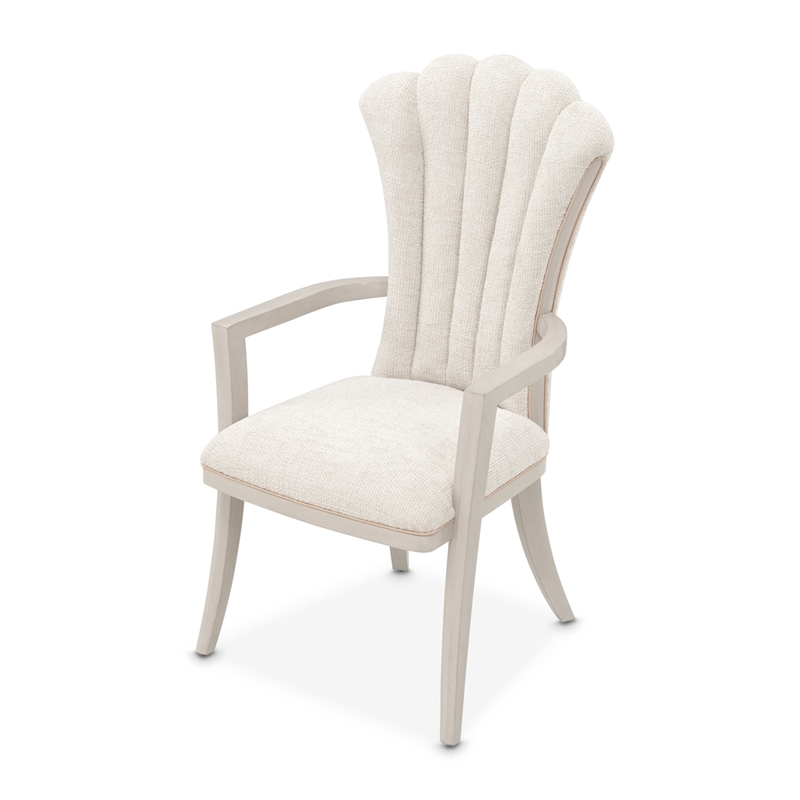 Fantosini Chenille Dining Arm Chair - Set of 2 - Cappuccino/Silver Mist