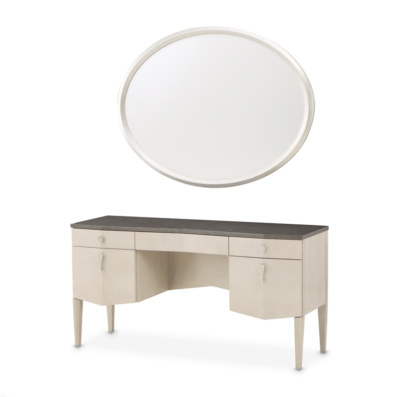Fantosini Vanity Set with Mirror and Chair - Silver Mist