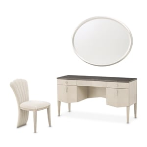 Fantosini Vanity Set with Mirror and Chair - Silver Mist