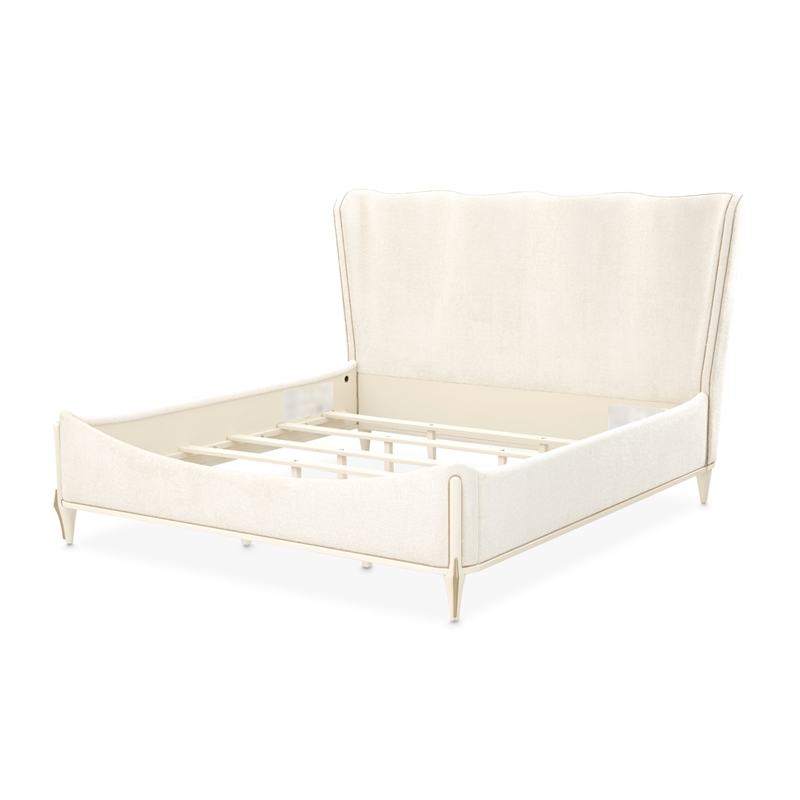 La Terrazza King Chenille Panel Bed - Creamy Pearl