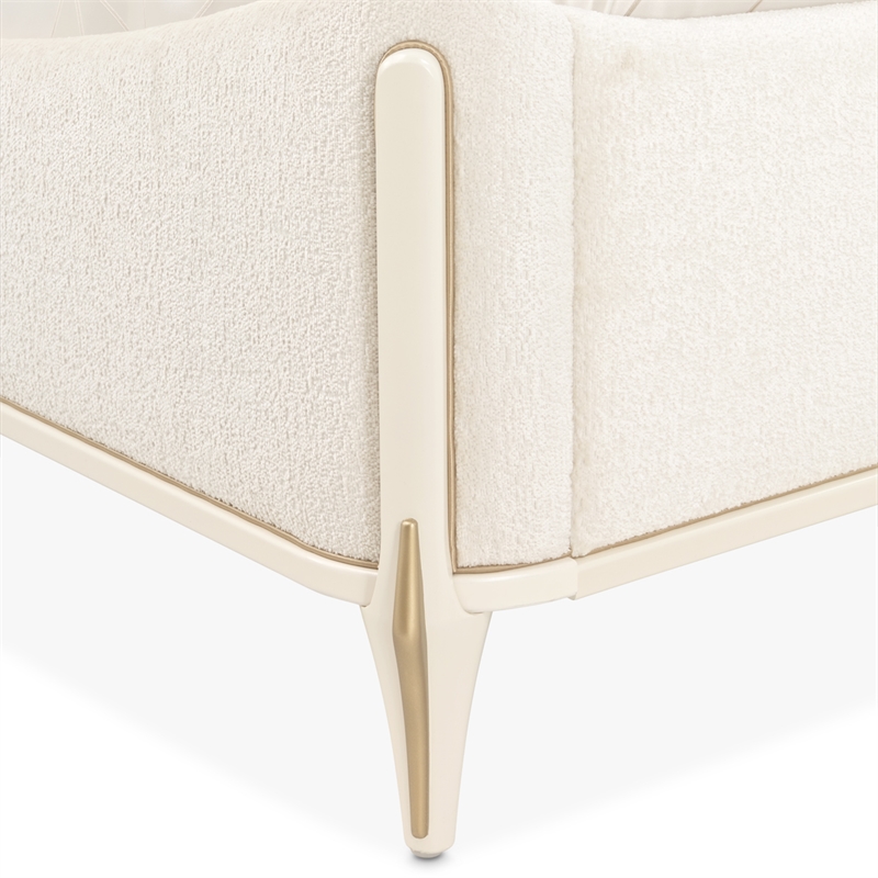 La Terrazza King Chenille Panel Bed - Creamy Pearl