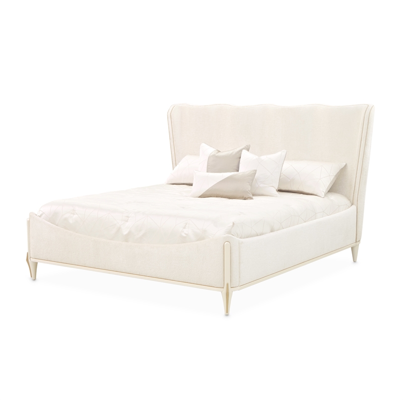 La Terrazza King Chenille Panel Bed - Creamy Pearl