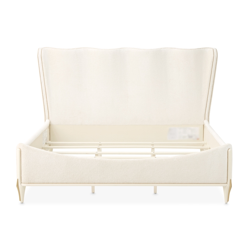 La Terrazza Queen Chenille Panel Bed - Creamy Pearl
