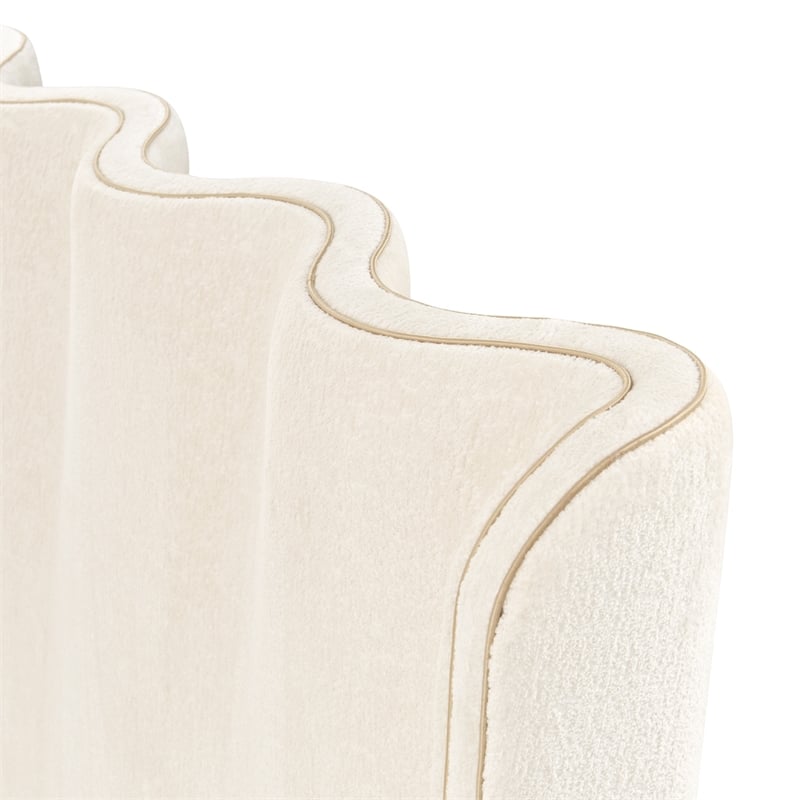 La Terrazza Queen Chenille Panel Bed - Creamy Pearl