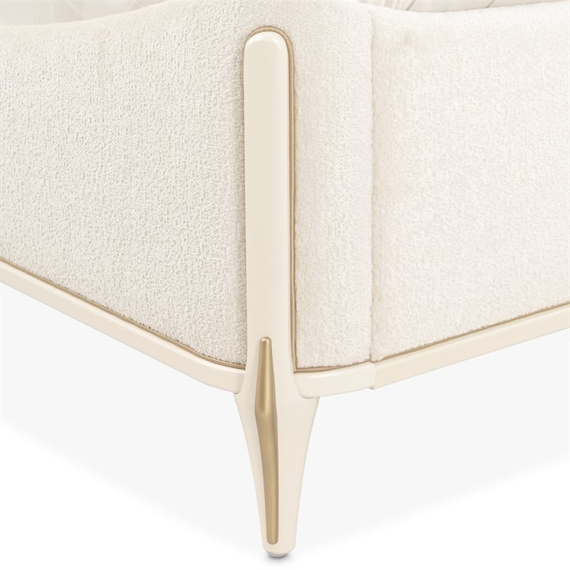 La Terrazza Queen Chenille Panel Bed - Creamy Pearl