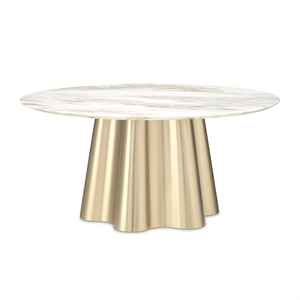 Michael Amini La Terrazza Round Marble Dining Table in Creamy Pearl