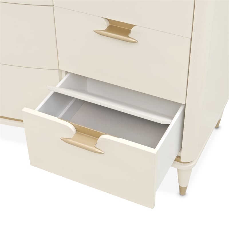 La Terrazza 9-Drawer Dresser with Mirror - Creamy Pearl