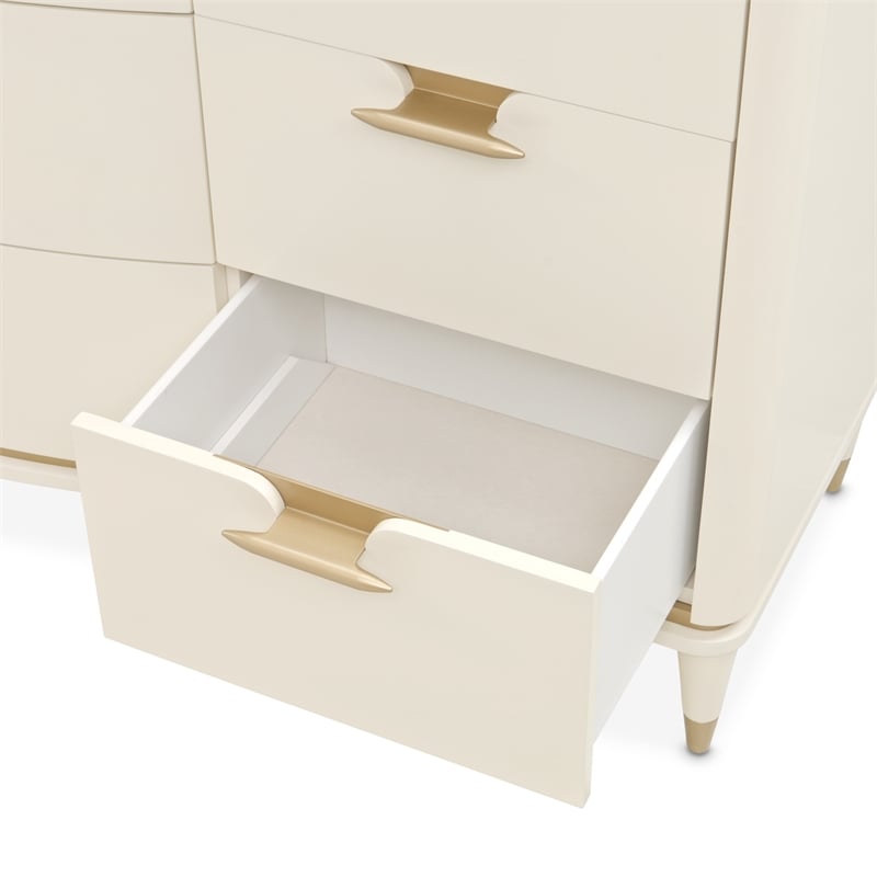 La Terrazza 9-Drawer Dresser with Mirror - Creamy Pearl