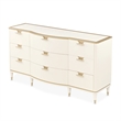 La Terrazza 9-Drawer Dresser with Mirror - Creamy Pearl