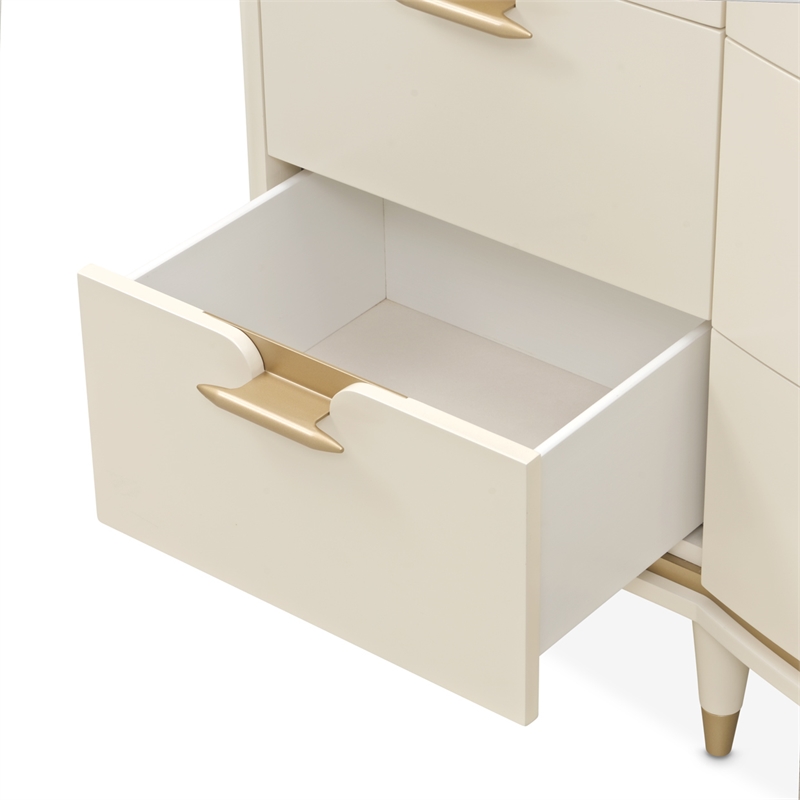 La Terrazza 9-Drawer Dresser with Mirror - Creamy Pearl