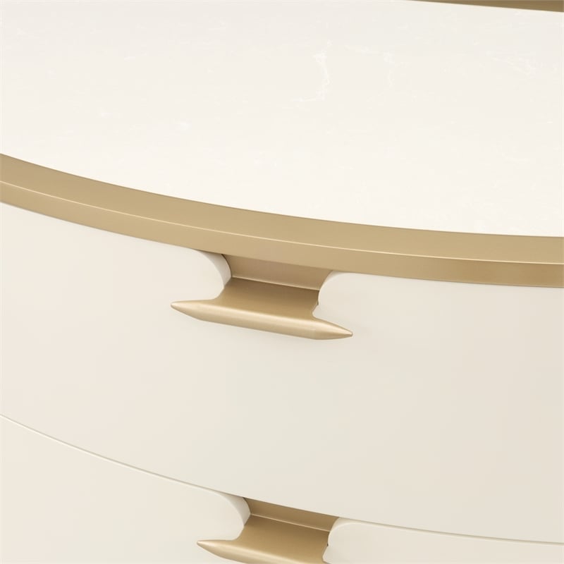 La Terrazza 9-Drawer Dresser with Mirror - Creamy Pearl