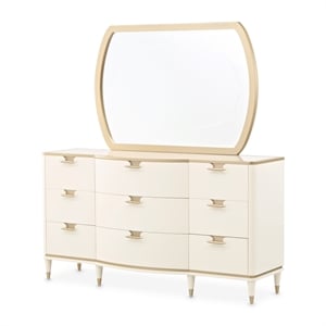 La Terrazza 9-Drawer Dresser with Mirror - Creamy Pearl