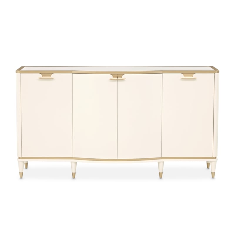 Michael Amini La Terrazza Sideboard with Mirror in Creamy Pearl