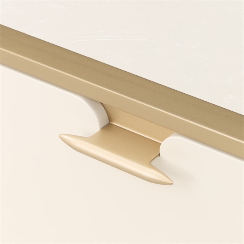 Michael Amini La Terrazza Sideboard with Mirror in Creamy Pearl