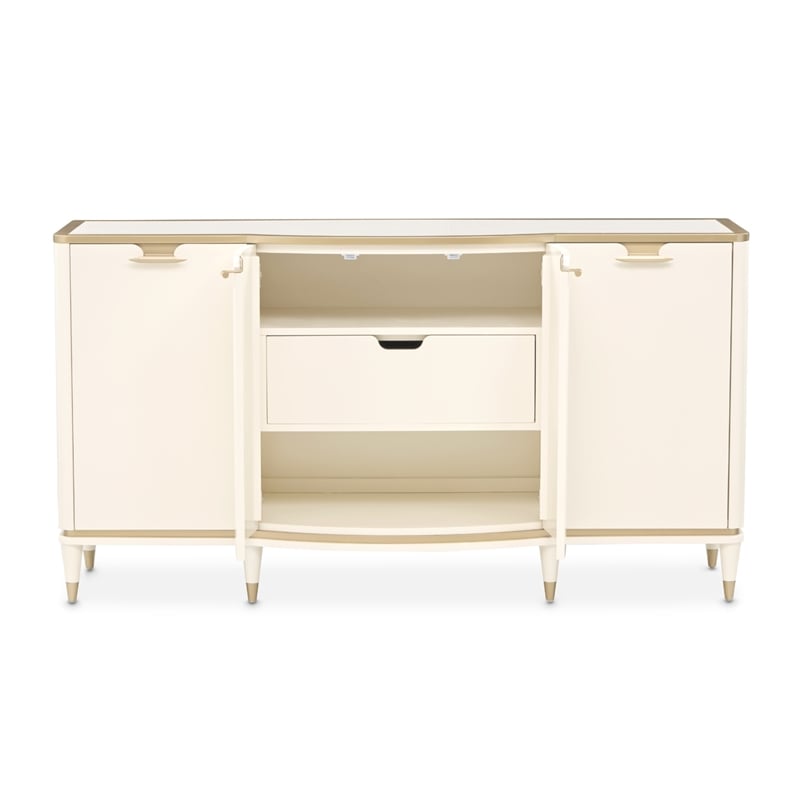 Michael Amini La Terrazza Sideboard with Mirror in Creamy Pearl