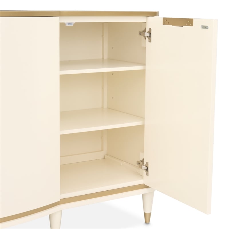 Michael Amini La Terrazza Sideboard with Mirror in Creamy Pearl