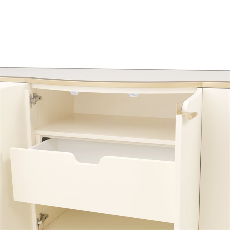 Michael Amini La Terrazza Sideboard with Mirror in Creamy Pearl