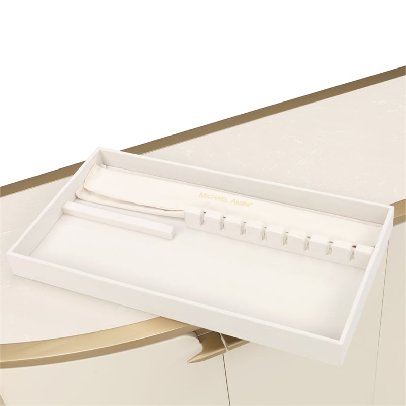 Michael Amini La Terrazza Sideboard with Mirror in Creamy Pearl