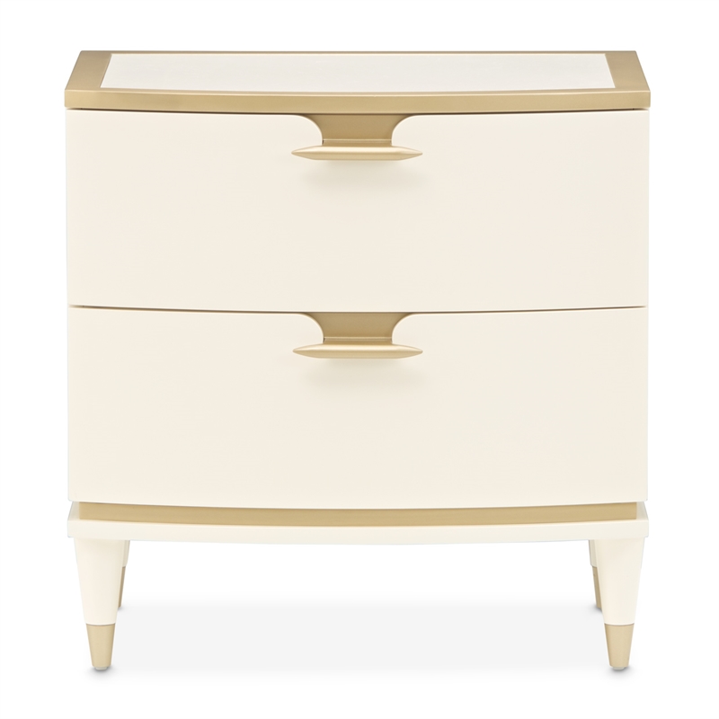 Michael Amini La Terrazza 2-Drawer Nightstand in Creamy Pearl