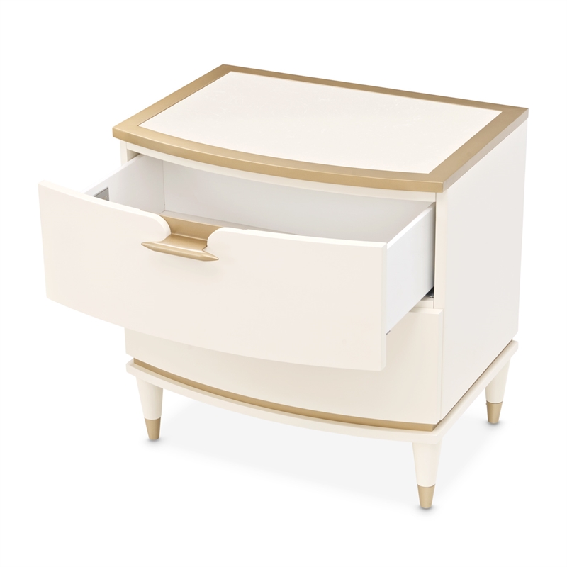 Michael Amini La Terrazza 2-Drawer Nightstand in Creamy Pearl