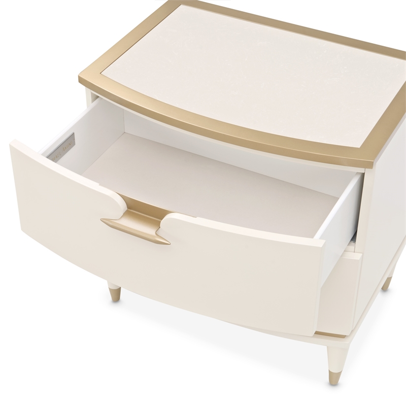 Michael Amini La Terrazza 2-Drawer Nightstand in Creamy Pearl