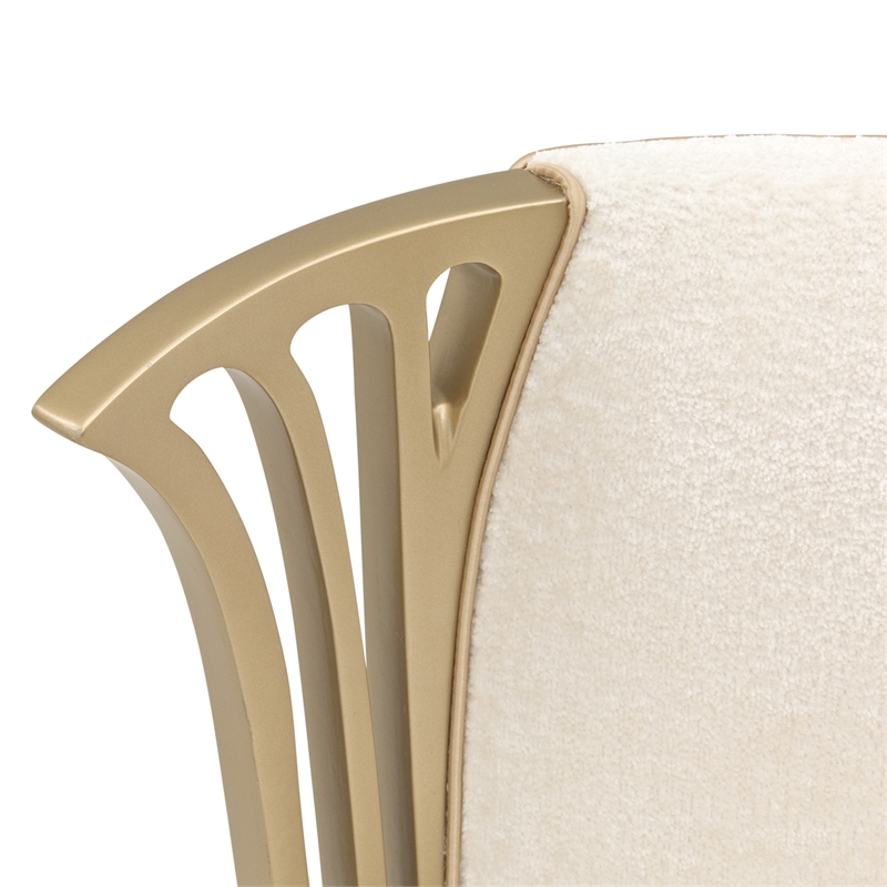 La Terrazza Chenille Vanity Chair - Creamy Pearl/Gold