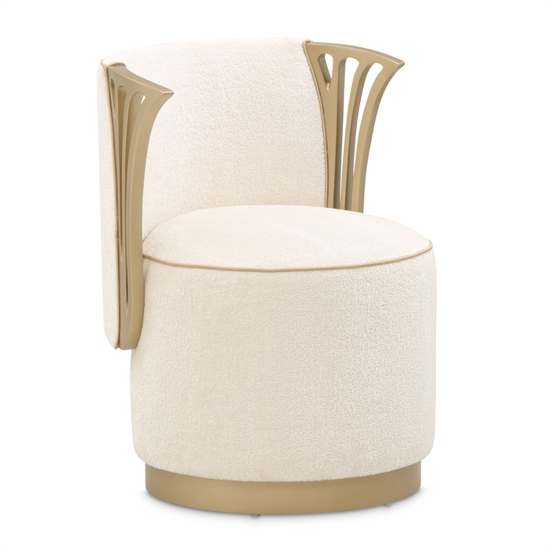 La Terrazza Chenille Vanity Chair - Creamy Pearl/Gold