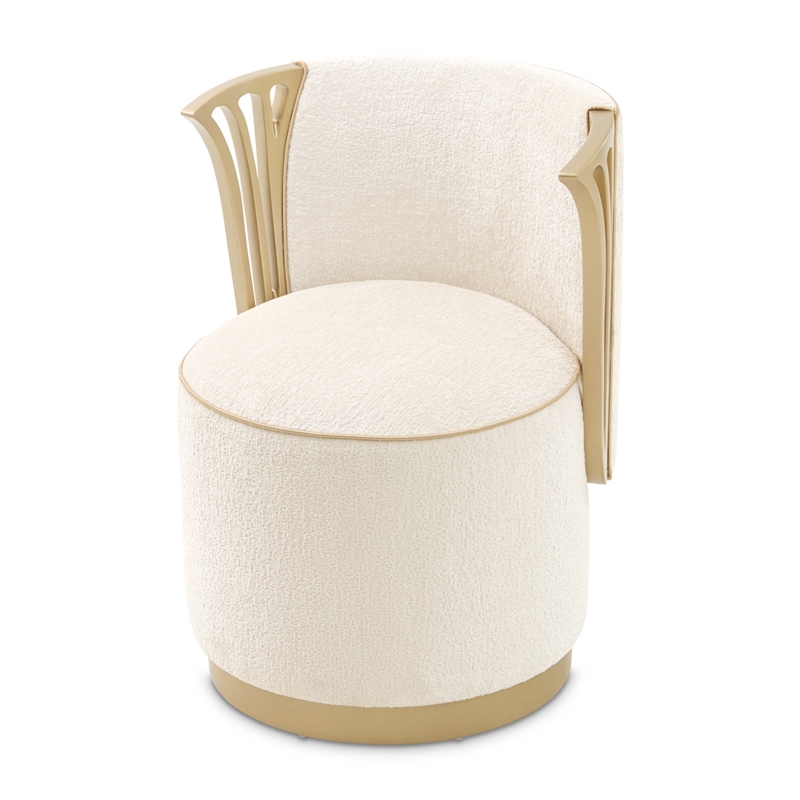 La Terrazza Chenille Vanity Chair - Creamy Pearl/Gold