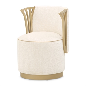 La Terrazza Chenille Vanity Chair - Creamy Pearl/Gold