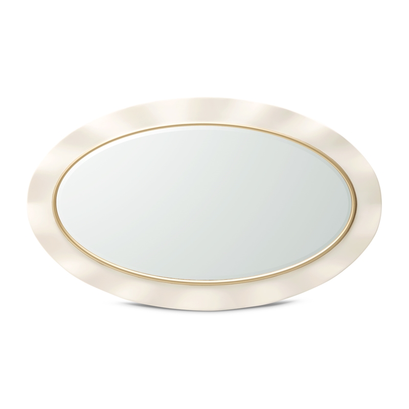Michael Amini La Terrazza Wall Accent Mirror in Creamy Pearl