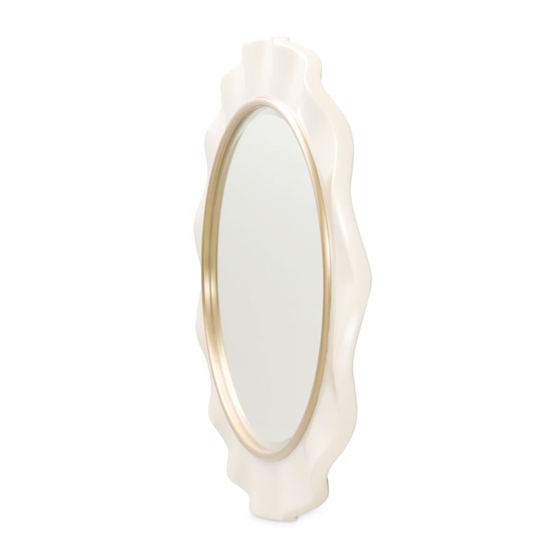 Michael Amini La Terrazza Wall Accent Mirror in Creamy Pearl