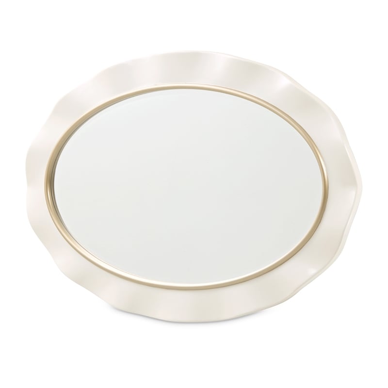Michael Amini La Terrazza Wall Accent Mirror in Creamy Pearl