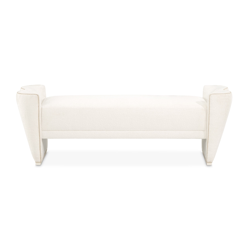 La Terrazza Chenille Accent Bench - Creamy Pearl