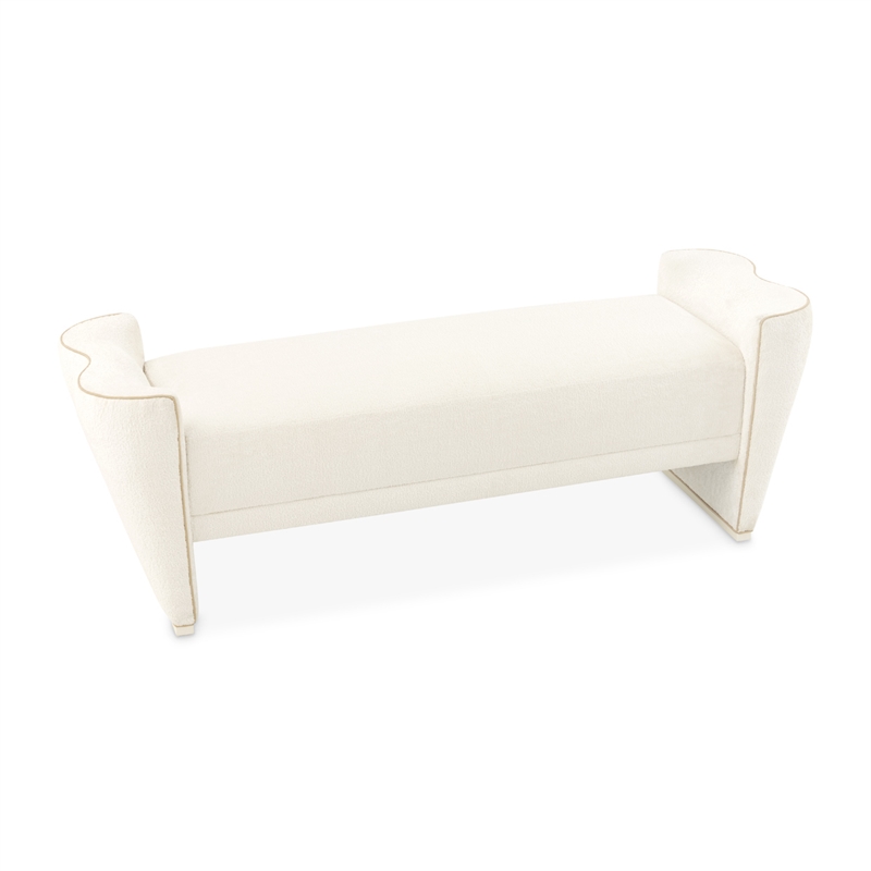 La Terrazza Chenille Accent Bench - Creamy Pearl