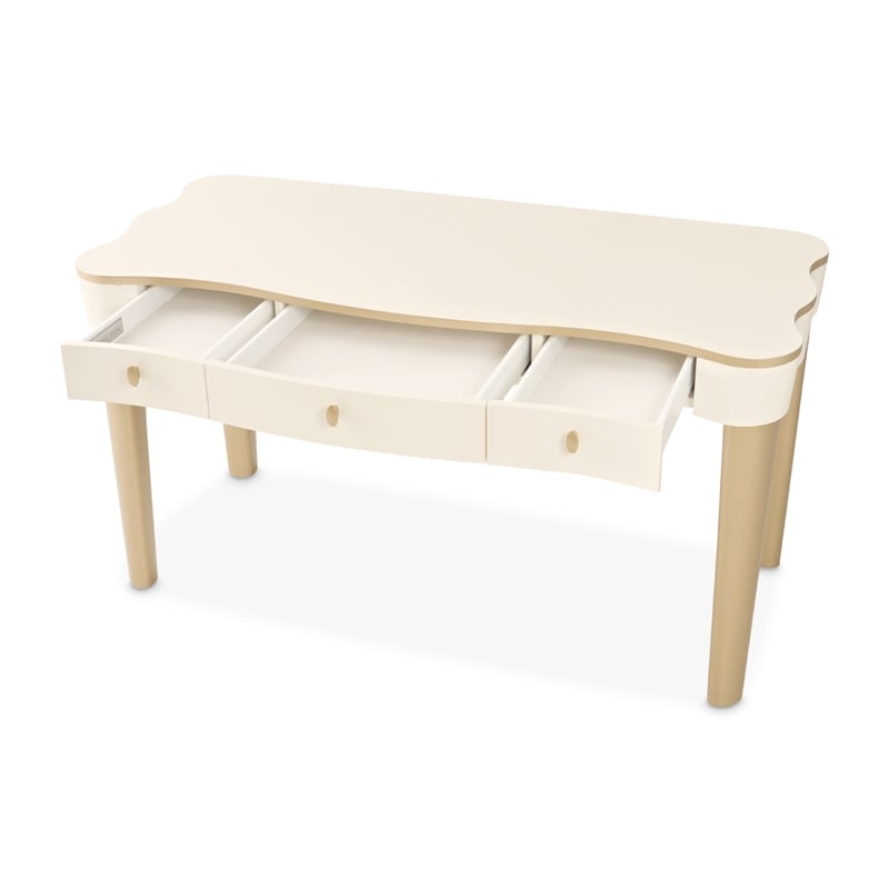 La Terrazza Vanity Desk with Drawers - Creamy Pearl