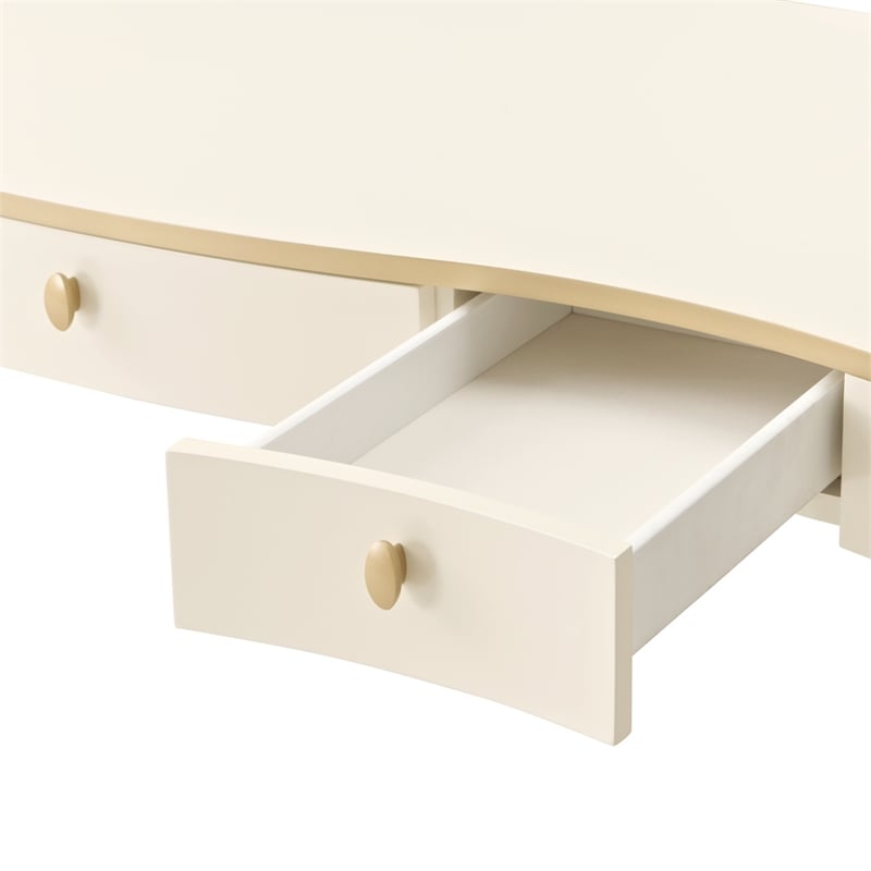 La Terrazza Vanity Desk with Drawers - Creamy Pearl
