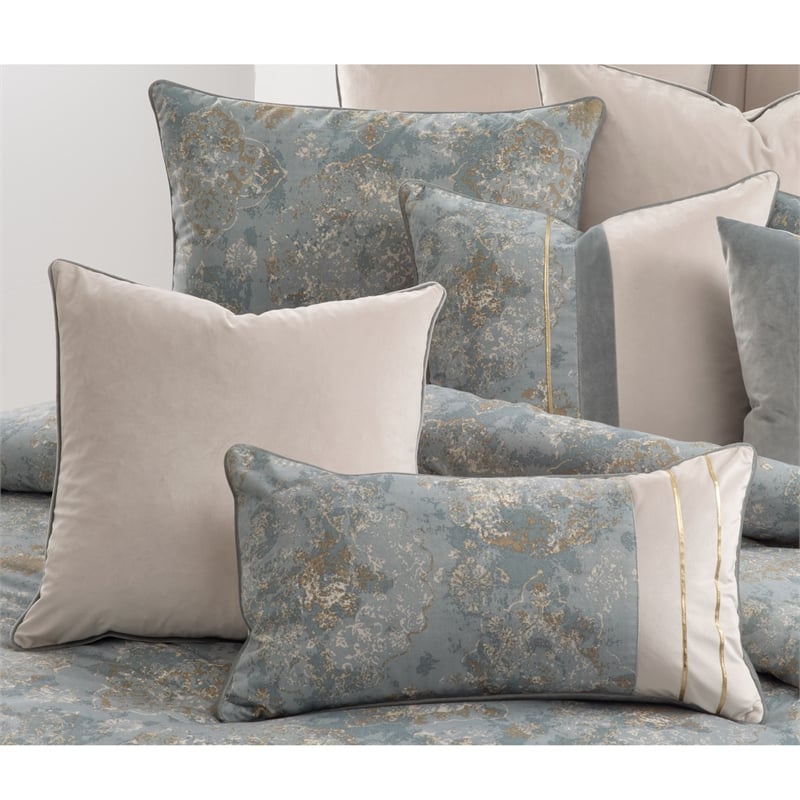 Debonair 9-Piece Queen Velvet Comforter Set - Misty Aqua