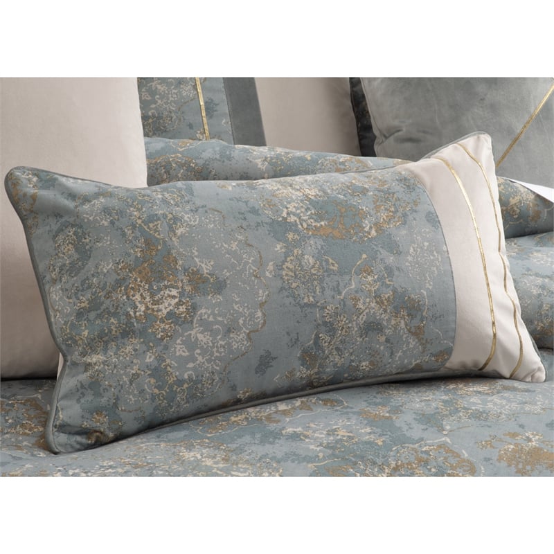 Debonair 9-Piece Queen Velvet Comforter Set - Misty Aqua