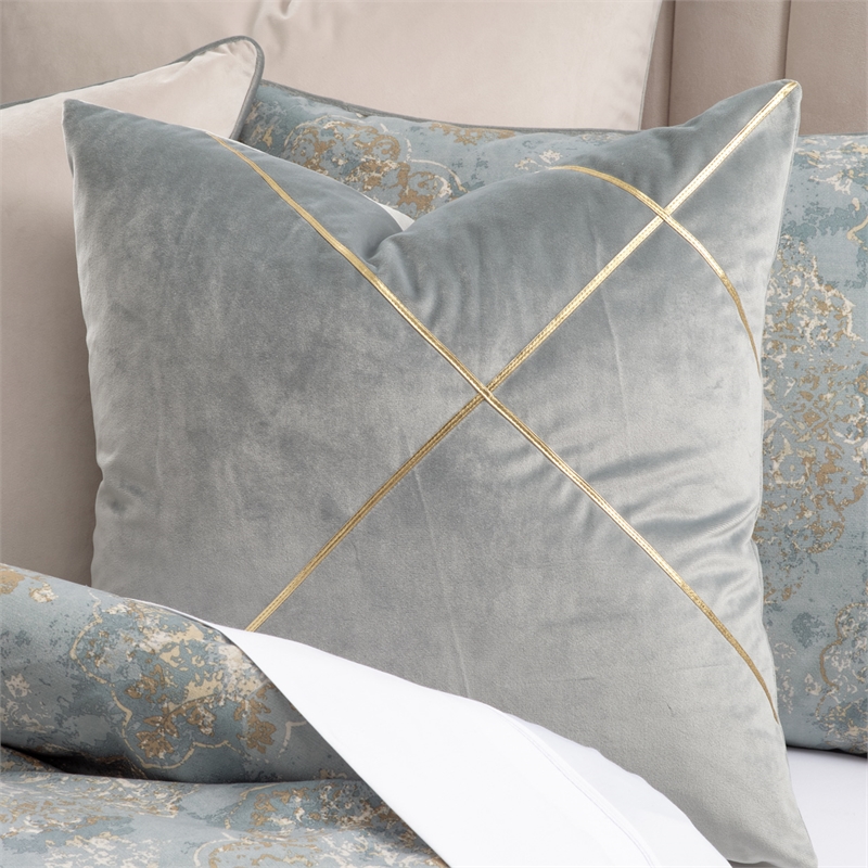 Debonair 9-Piece Queen Velvet Comforter Set - Misty Aqua