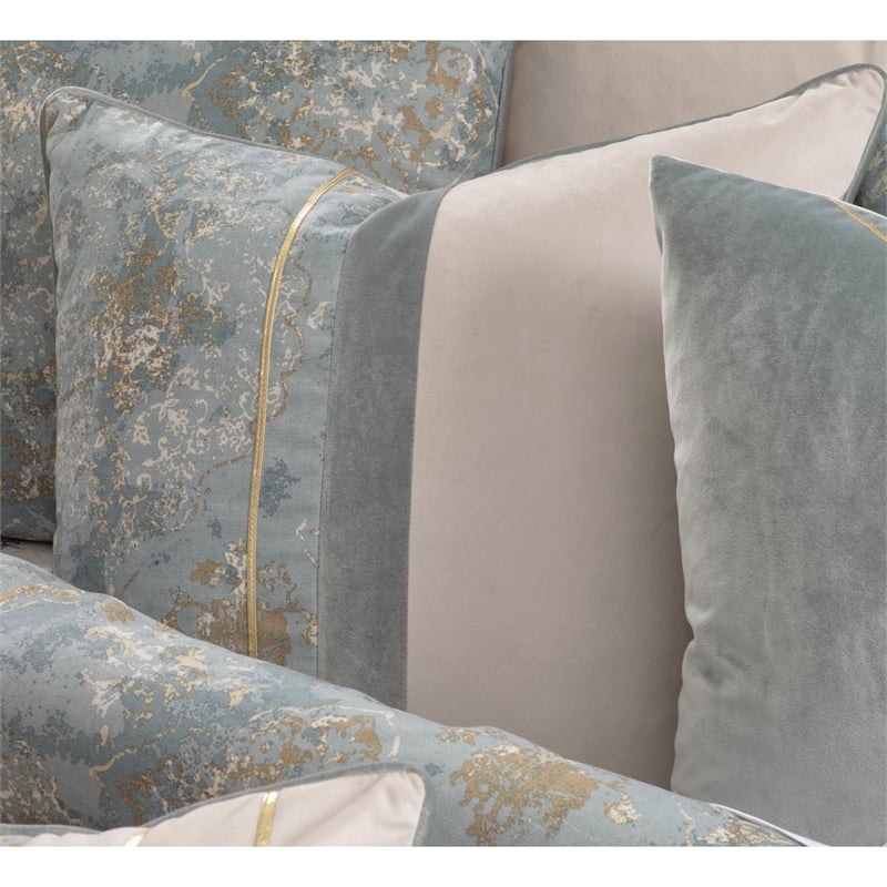 Debonair 9-Piece Queen Velvet Comforter Set - Misty Aqua