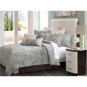 Debonair 9-Piece Queen Velvet Comforter Set - Misty Aqua