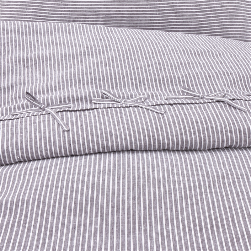 Grant 5-Piece Queen Linen Duvet Set - Charcoal