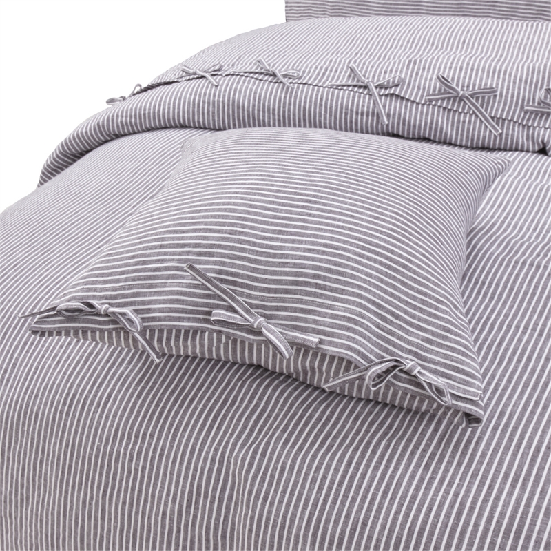 Grant 5-Piece Queen Linen Duvet Set - Charcoal