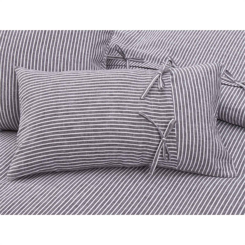 Grant 5-Piece Queen Linen Duvet Set - Charcoal