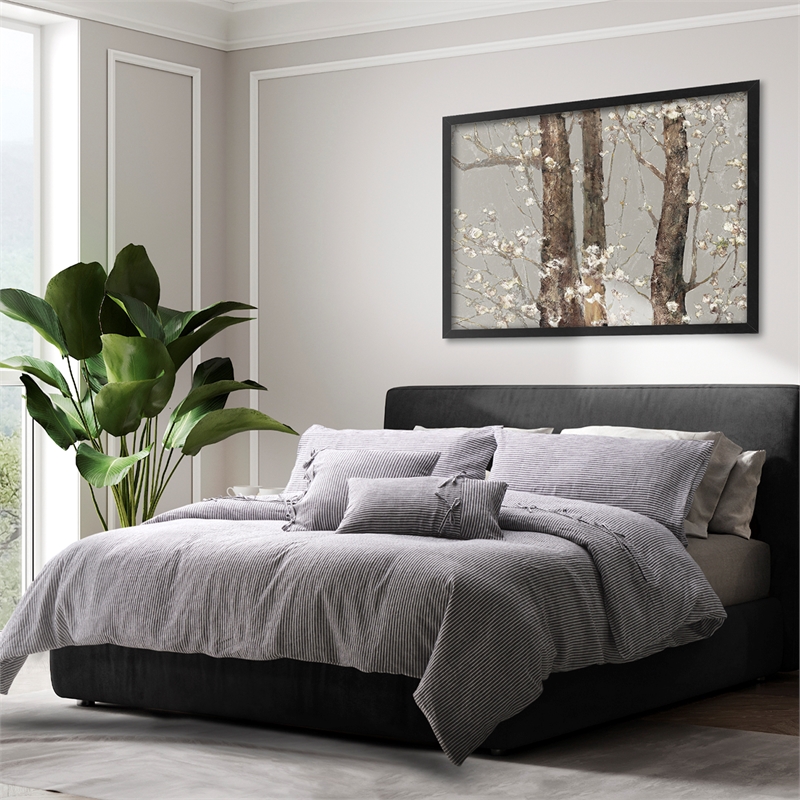 Grant 5-Piece Queen Linen Duvet Set - Charcoal