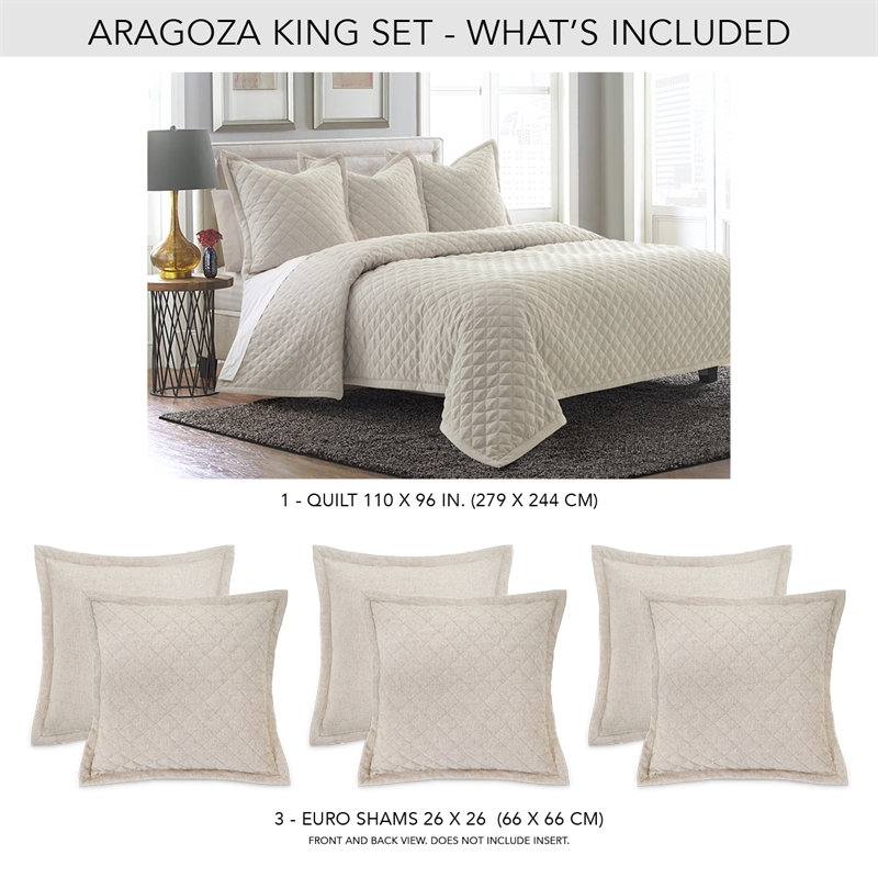 Aragoza 4-Piece King Quilt Set - Cream
