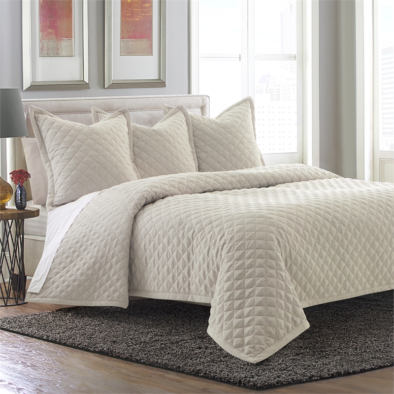 Aragoza 4-Piece King Quilt Set - Cream