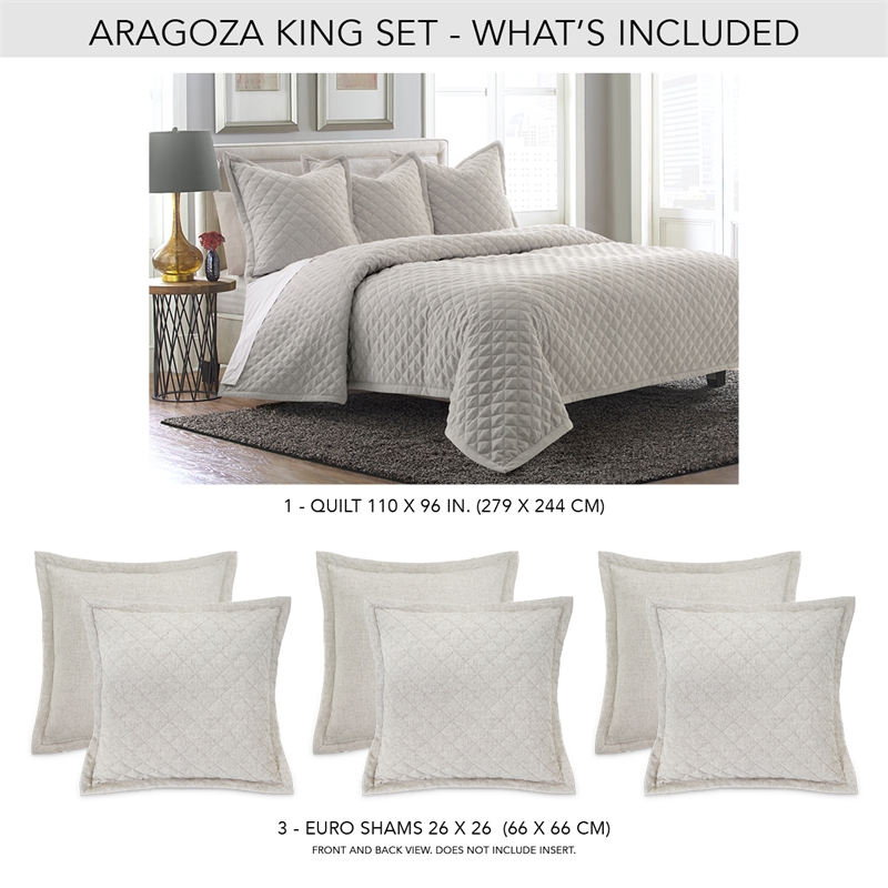 Aragoza 4-Piece King Quilt Set - Dove