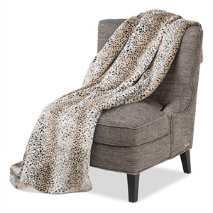 Bedrock Plush 56&quot x 72&quot Animal Print Faux-Fur Throw - Beige
